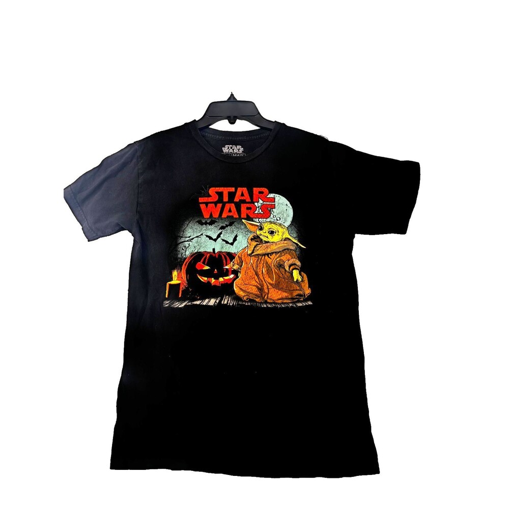 Star Wars Grogu Pumpkin Halloween T-Shirt Black Mad Engine S Retro Graphic